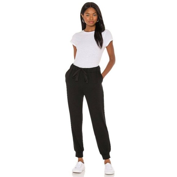 STATE Cozy Knit Jogger Pants Rich Black Revolve Drawstring S